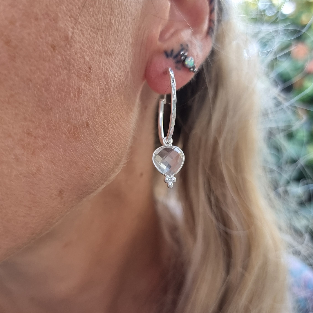 Argollas Lady facetada cuarzo cristal 2