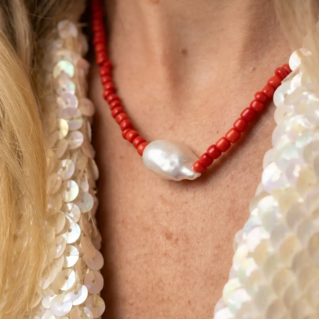 Collar Perla de coral  1