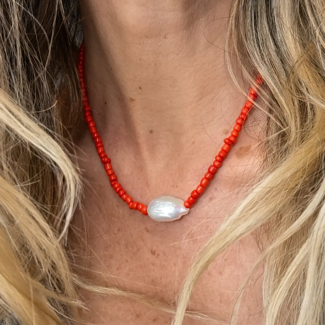 Collar Perla de coral  2
