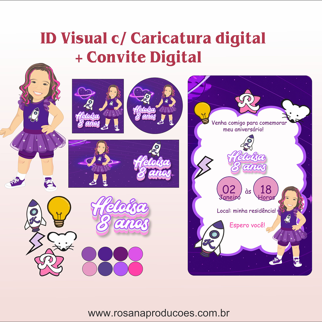 KIT ID VISUAL C/ CARICATURA + CONVITE DIGITAL 1