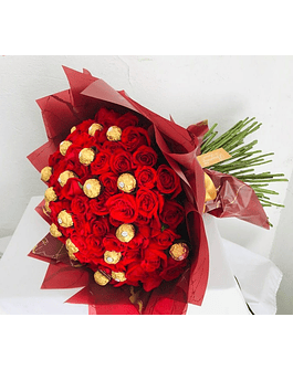 Ramo 50 rosas + Ferreros