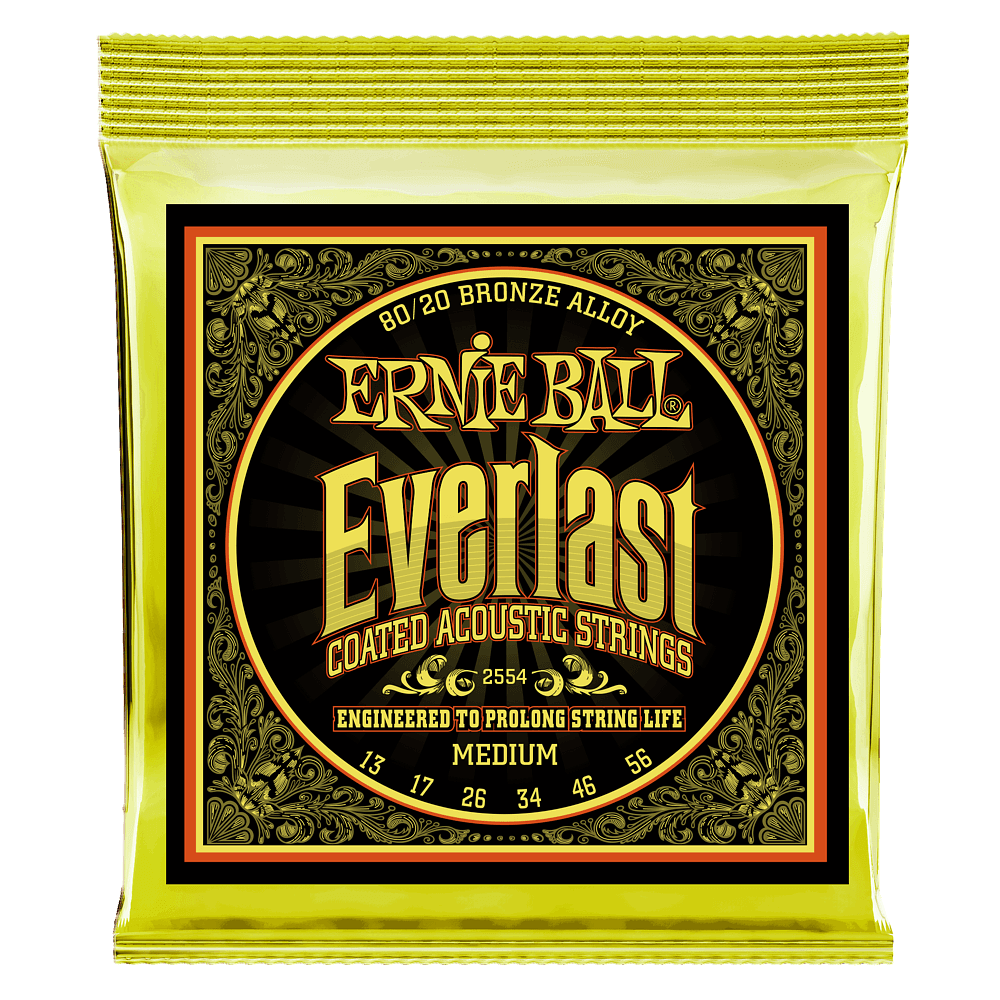 Everlast Medium Coated 80/20 Bronze Acoustic Guitar Strings - 13-56 