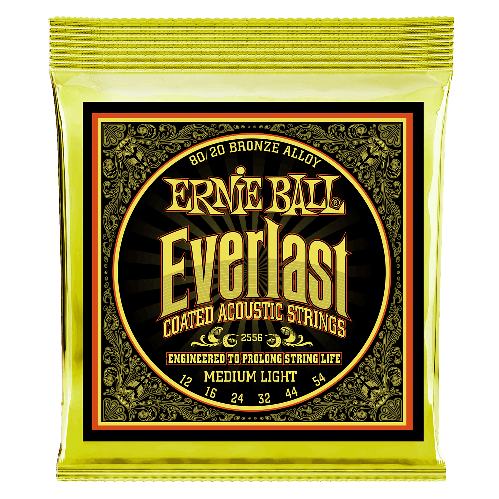 Everlast Medium Light Coated 80/20 Bronze Acoustic Guitar Strings - 12-54 