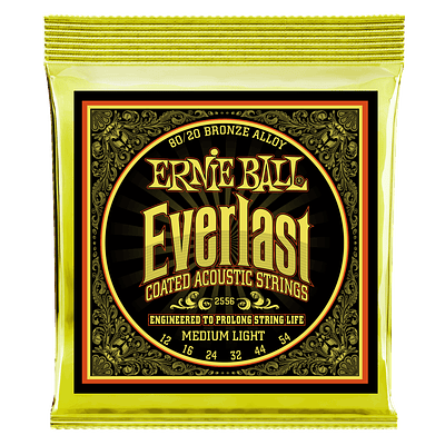 Everlast Medium Light Coated 80/20 Bronze Acoustic Guitar Strings - 12-54 