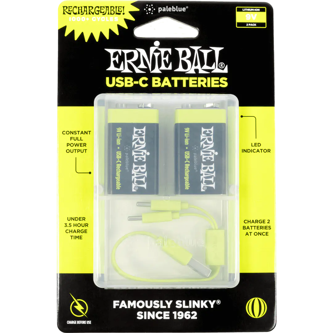 Batería USB‑C recargable 9V Ernie Ball by Paleblue — Pack de 2 1
