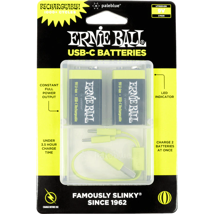Batería USB‑C recargable 9V Ernie Ball by Paleblue — Pack de 2 1