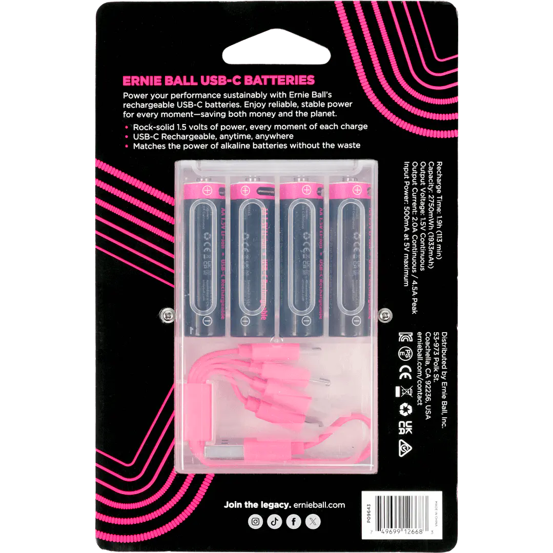 Batería USB‑C recargable AA Ernie Ball by Paleblue — Pack de 4 2