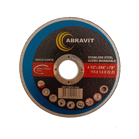 Disco de Corte Inox 4 1/2 X 1 mm - Pack 10 uds