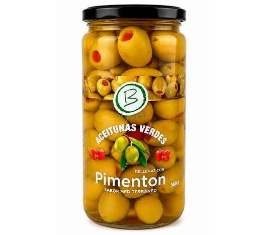 Aceitunas verdes rellenas con pimentón 500g
