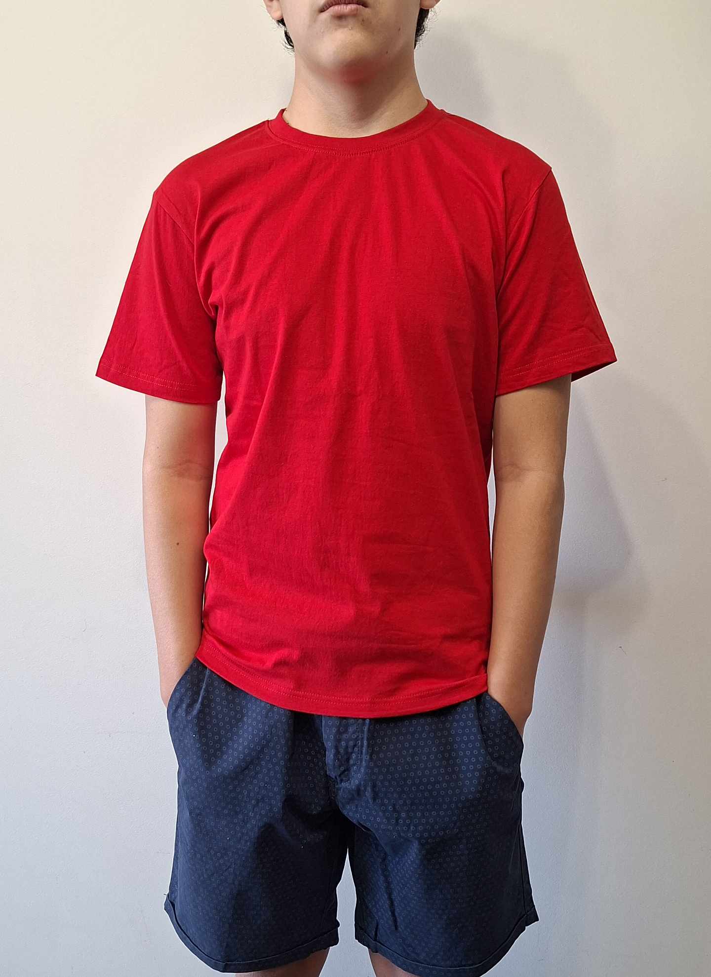 Polera lisa cuello redondo roja 1