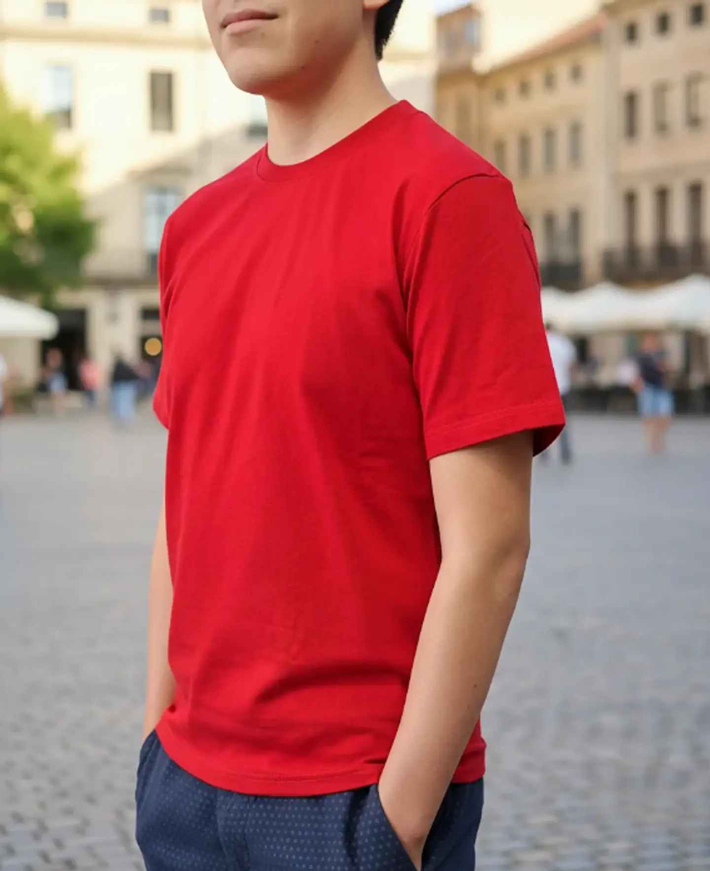 Polera lisa cuello redondo roja 3