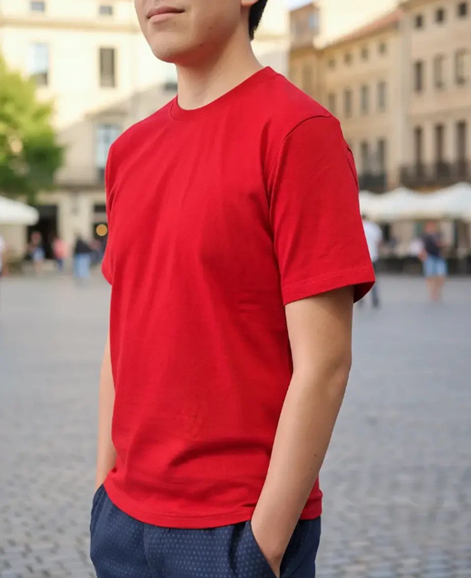 Polera lisa cuello redondo roja 3