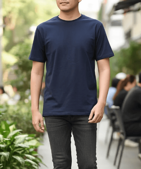 Polera lisa cuello redondo azul marino