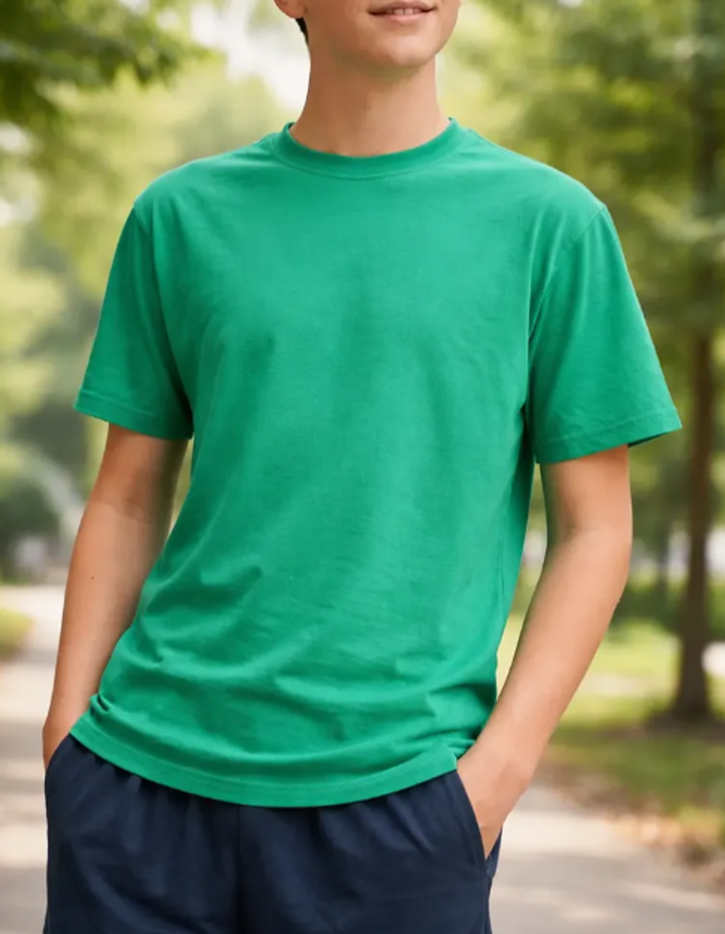 Polera lisa cuello redondo verde 3