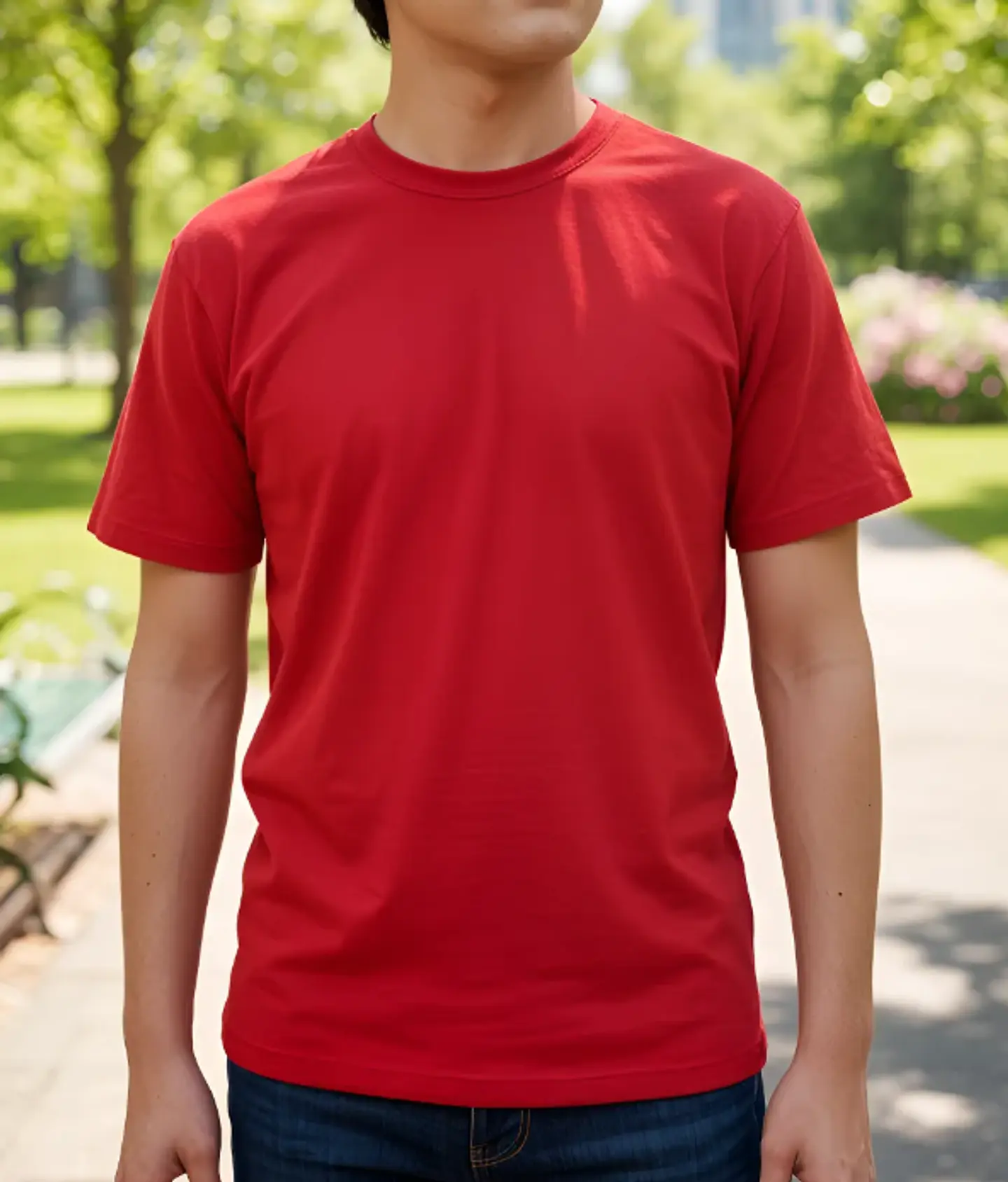 Polera lisa cuello redondo roja 1