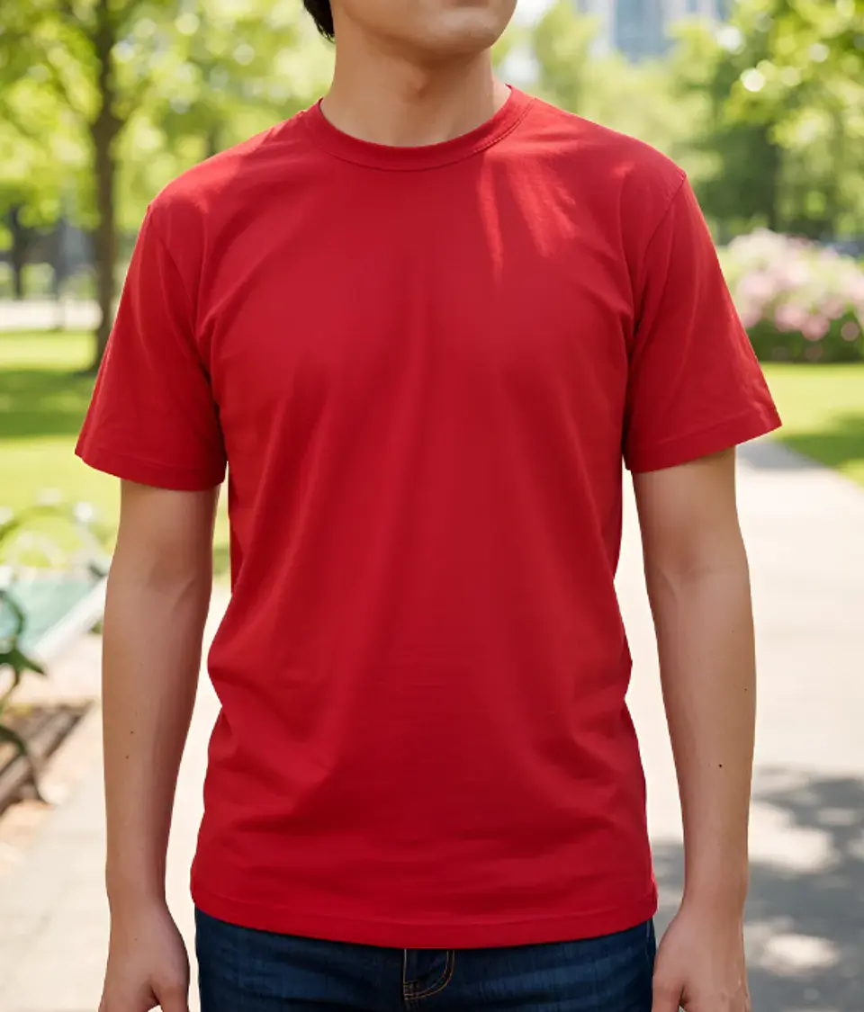 Polera lisa cuello redondo roja 1