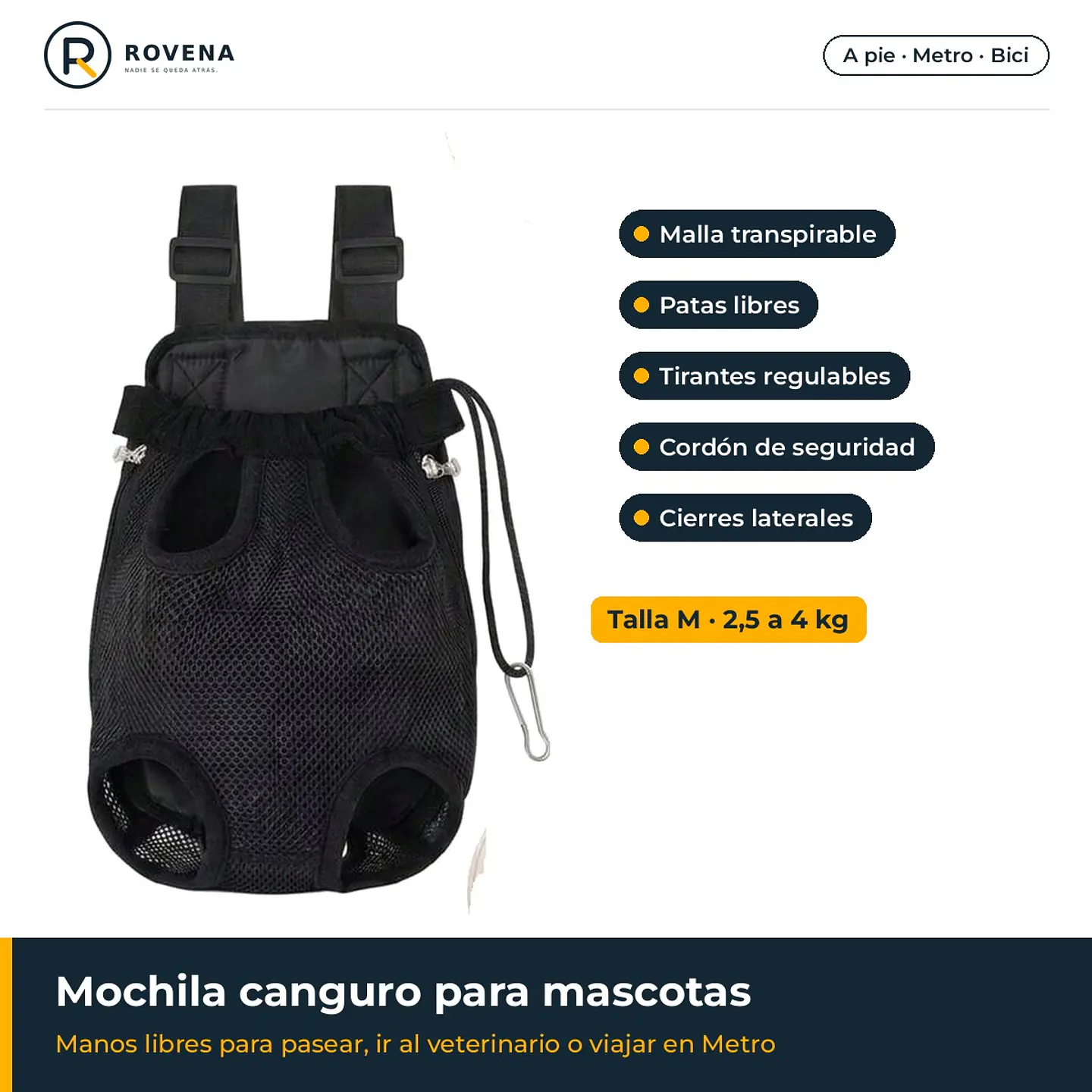 Mochila canguro para mascotas talla M 1