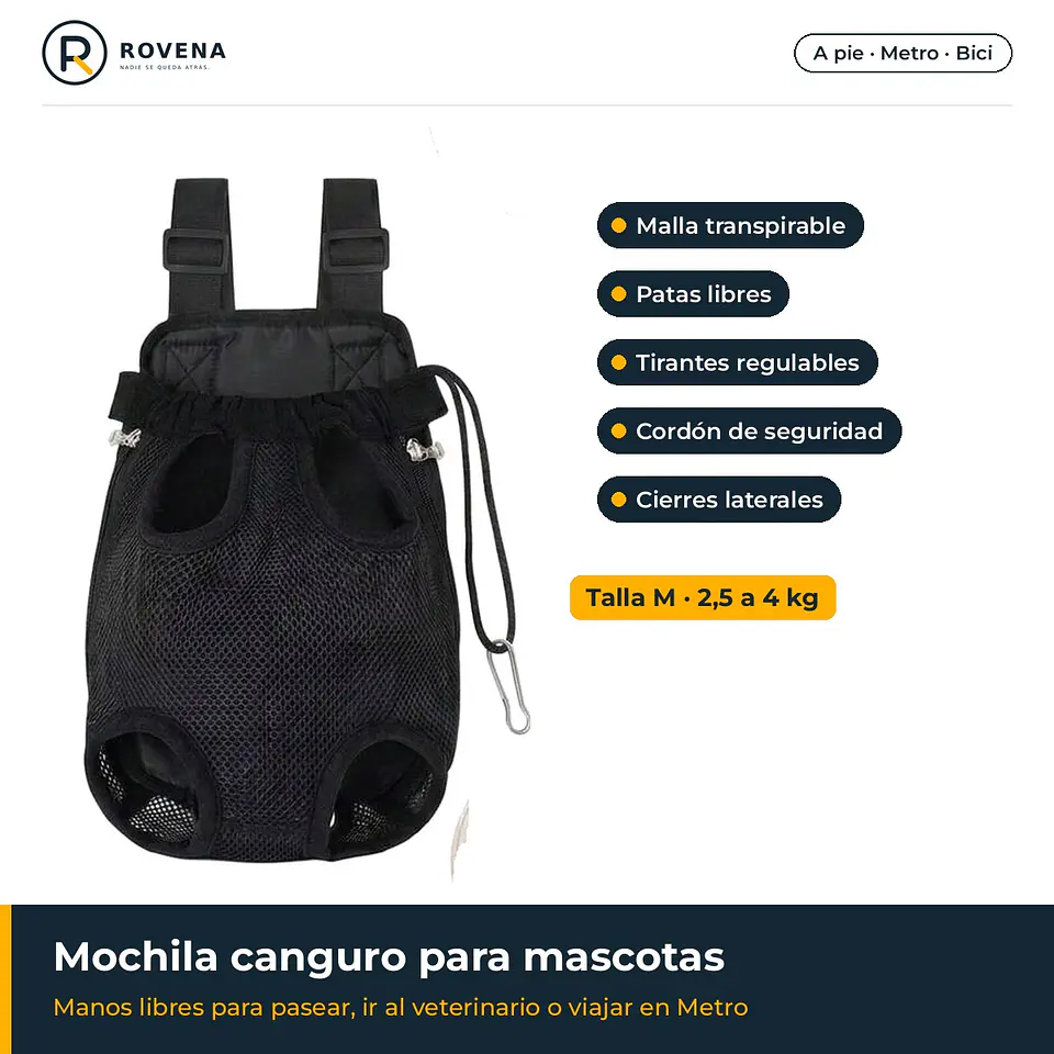 Mochila canguro para mascotas talla M 1