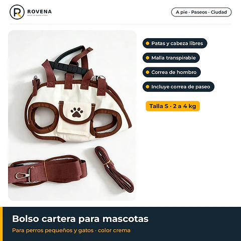 Bolso cartera para mascotas talla S (2 a 4 kg)