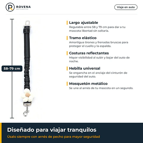 Cinturón de seguridad elástico reflectante para auto (pack 2)
