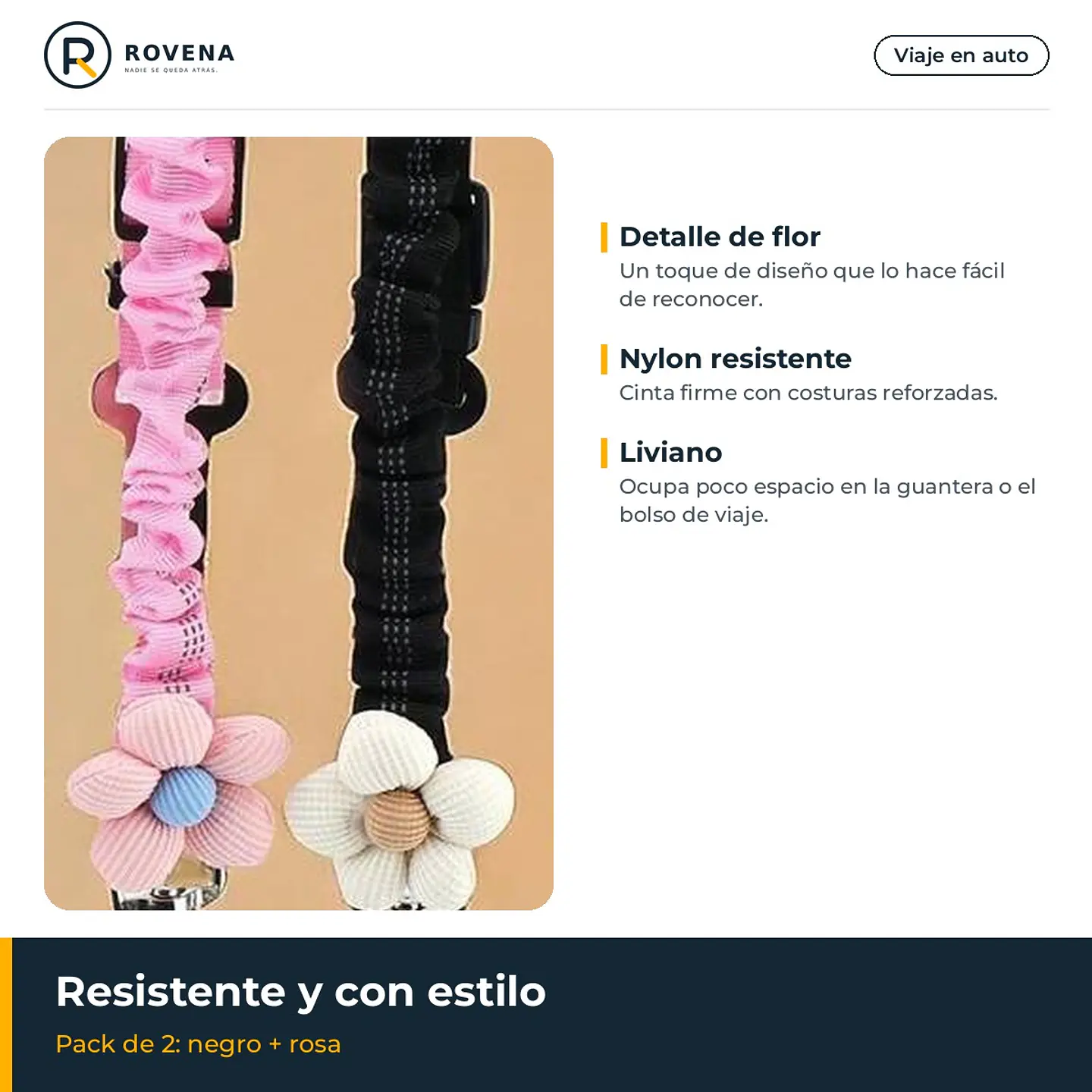 Cinturón de seguridad elástico reflectante para auto (pack 2) 5