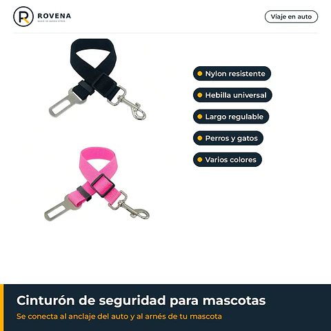Cinturón de seguridad para mascotas en el auto