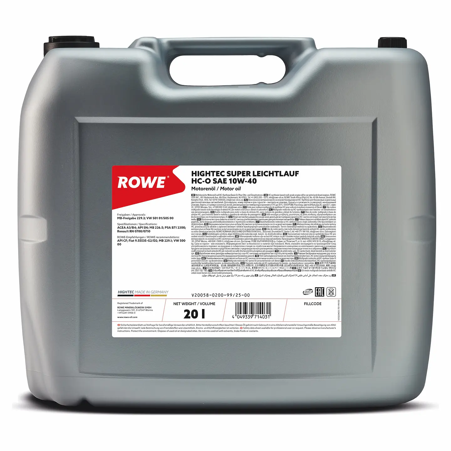 ACEITE MOTOR HIGHTEC SUPER LEICHTLAUF HC-O 10W-40 SINTETICO 3