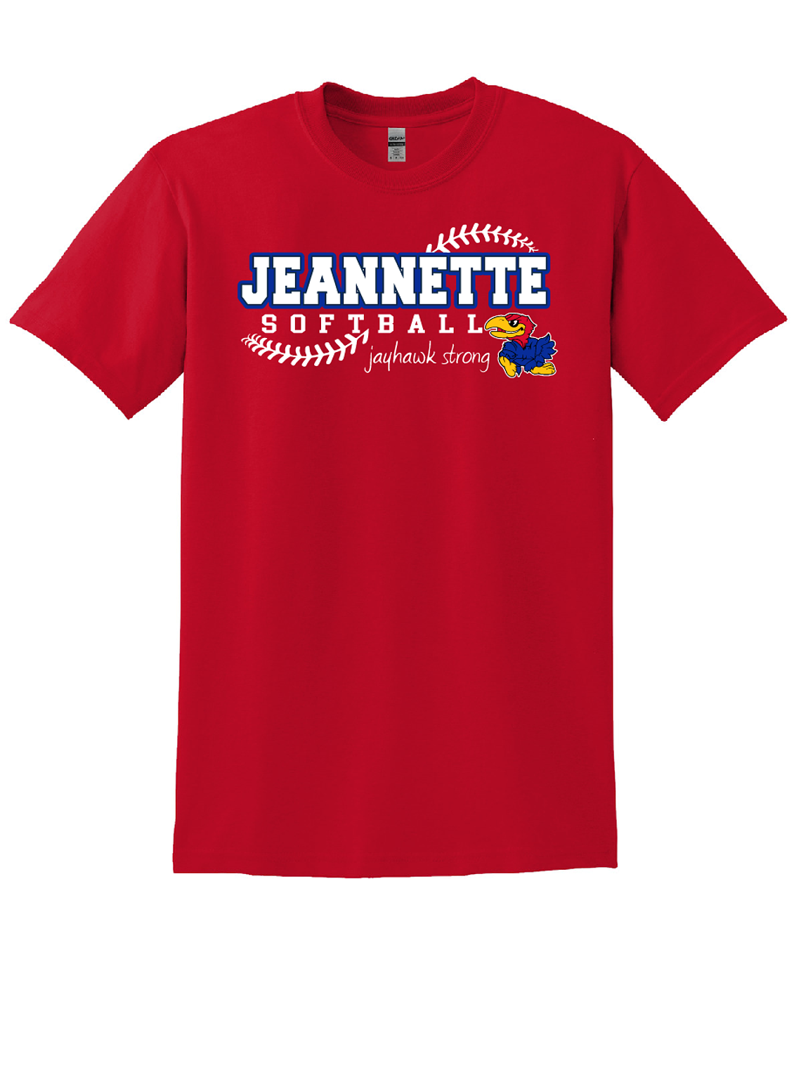 Red Jeannette Softball Tee 1