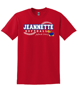 Red Jeannette Softball Tee