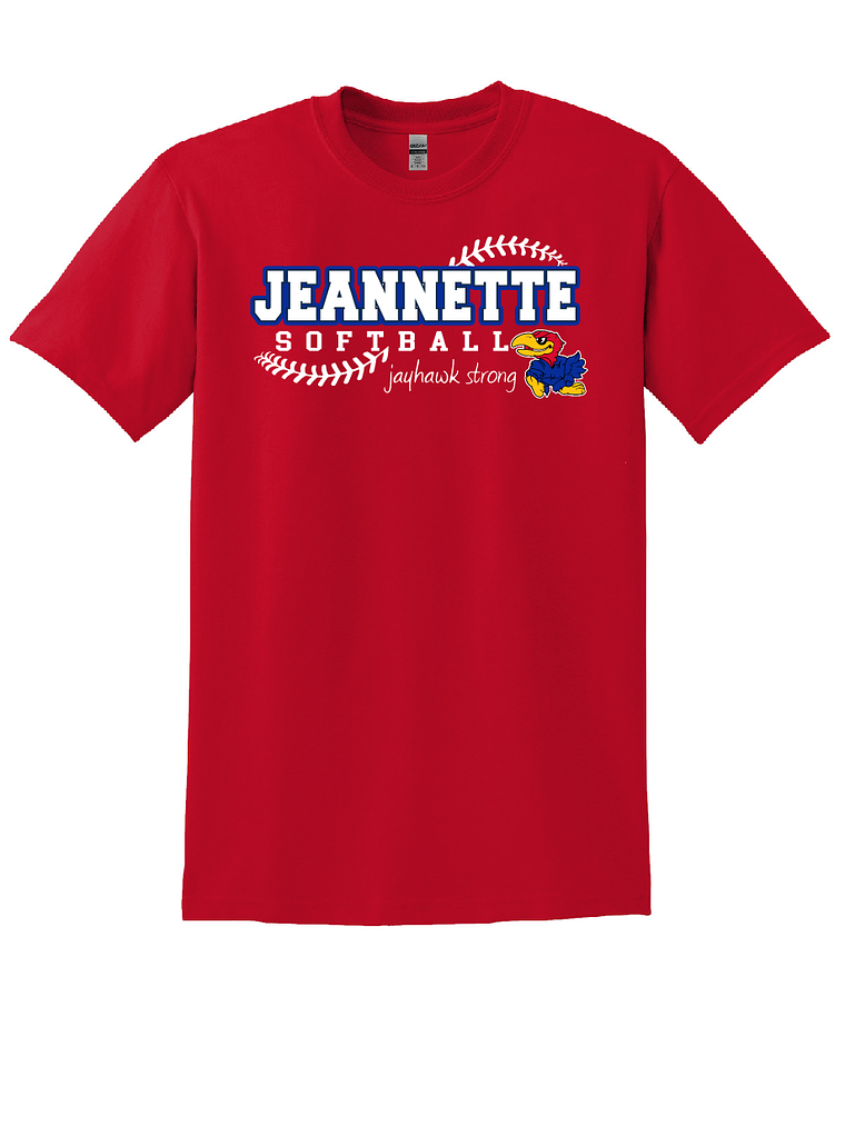 Red Jeannette Softball Tee 1