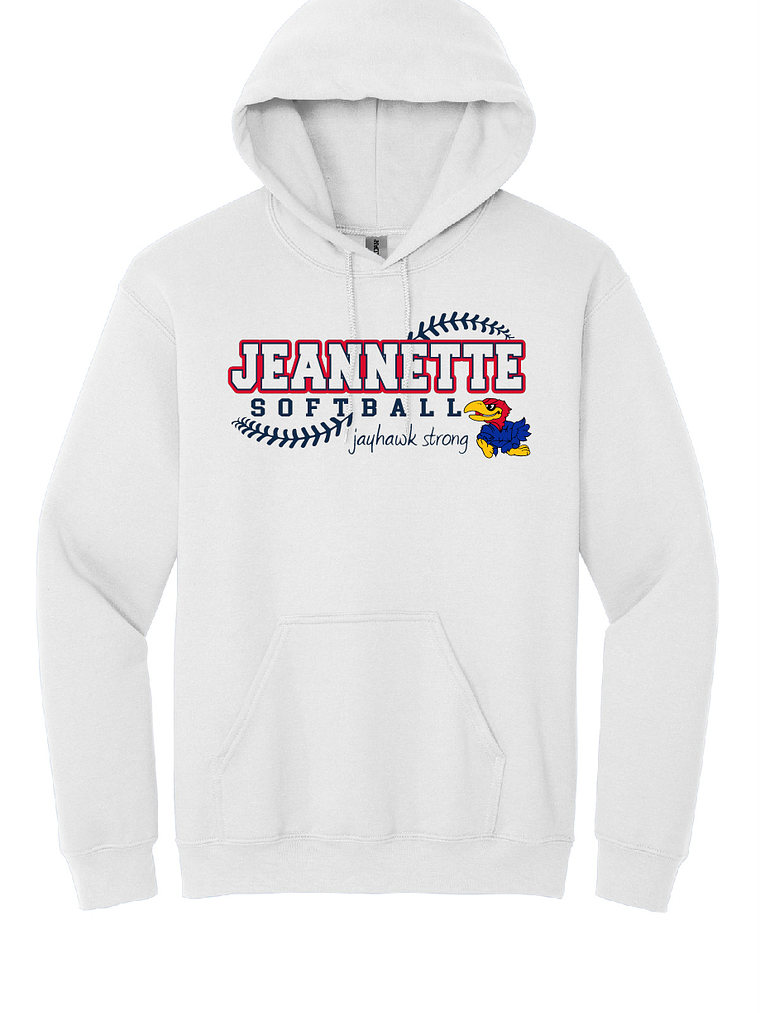 White Jeannette Softball Hoodie 1