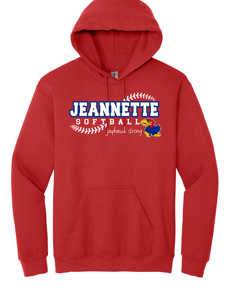 Red Jeannette Softball Hoodie 1