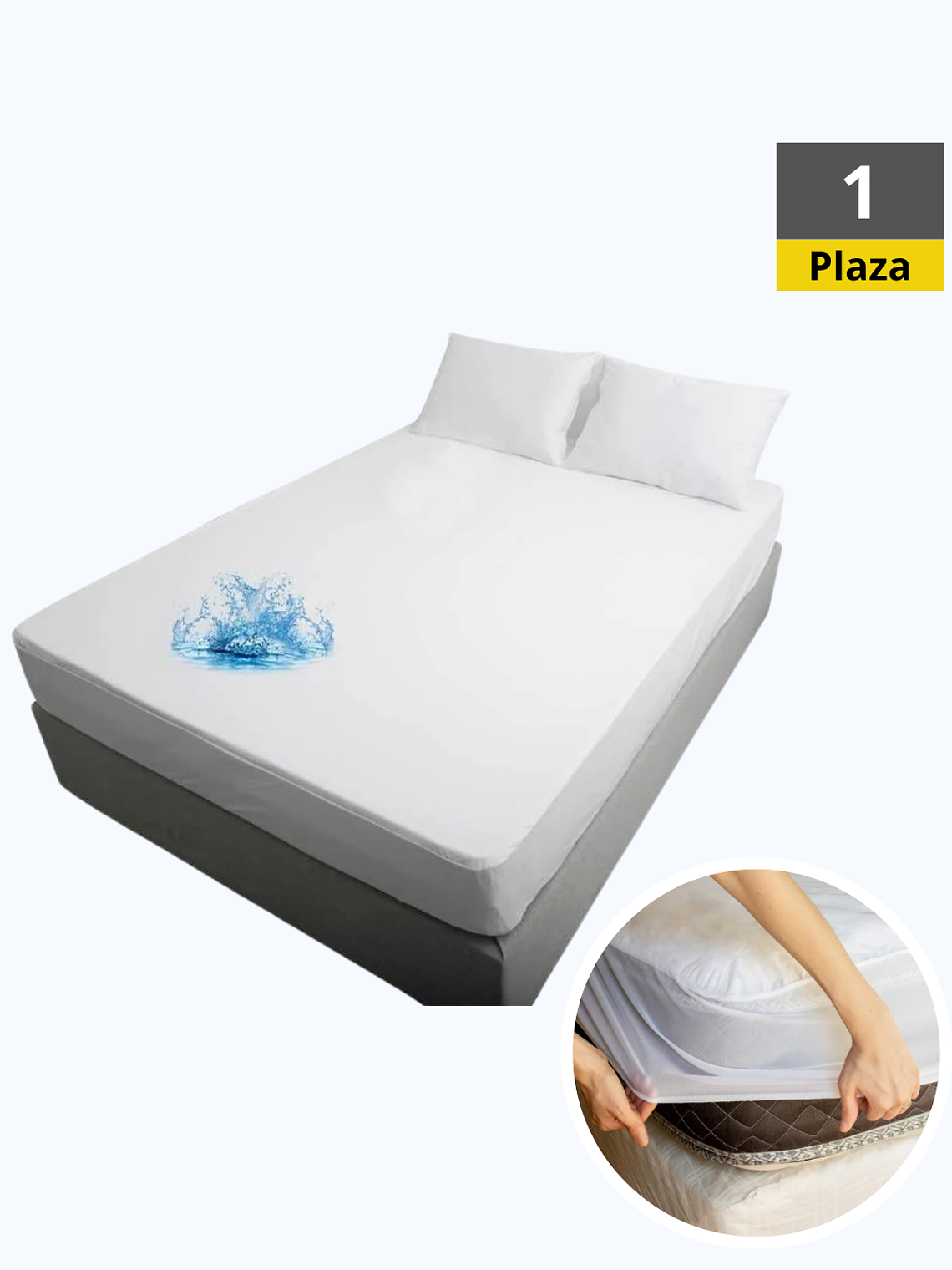 Cubre Colchón Impermeable 1 Plaza Liso Extra Suave 1