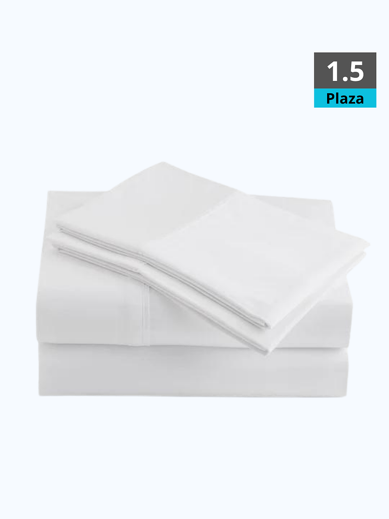 JUEGO DE SÁBANAS BLANCAS 1.5  PLAZA 2