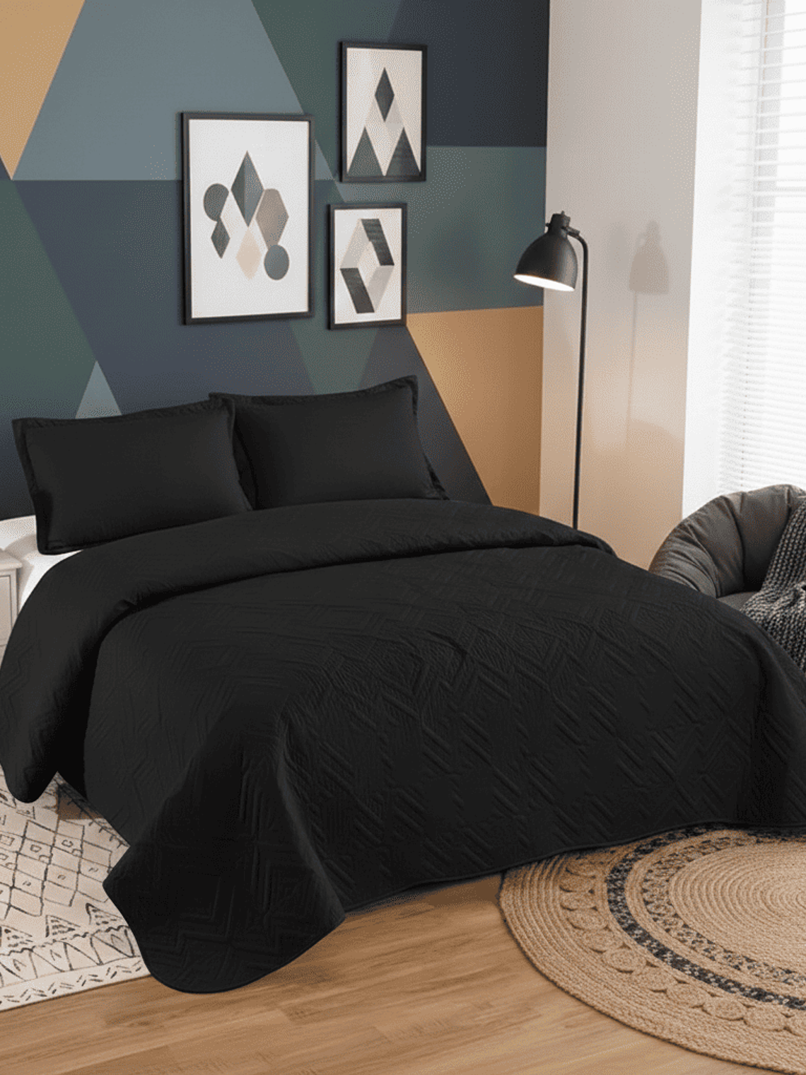 Cubrecama Quilt 1.5 Plazas Liso Texturizado + 1 Funda Almohada 1