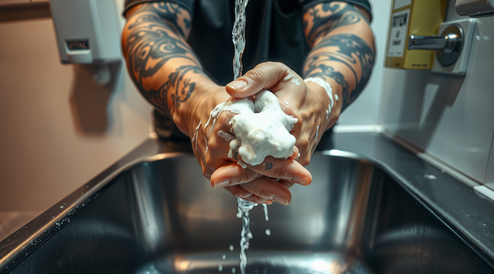 La importancia del lavado de manos técnico antes de cada sesión de tatuaje