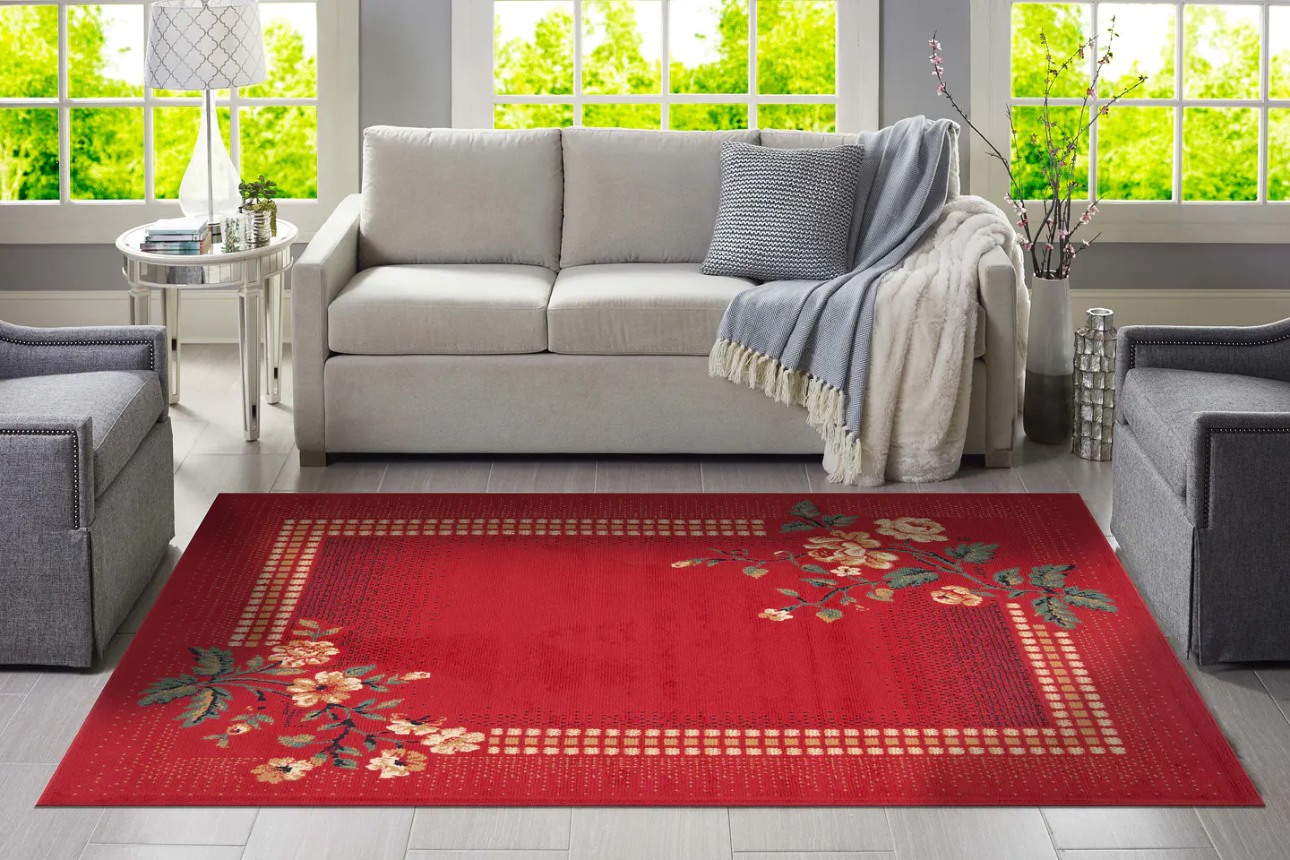 Alfombra Hortensia Rojo 2