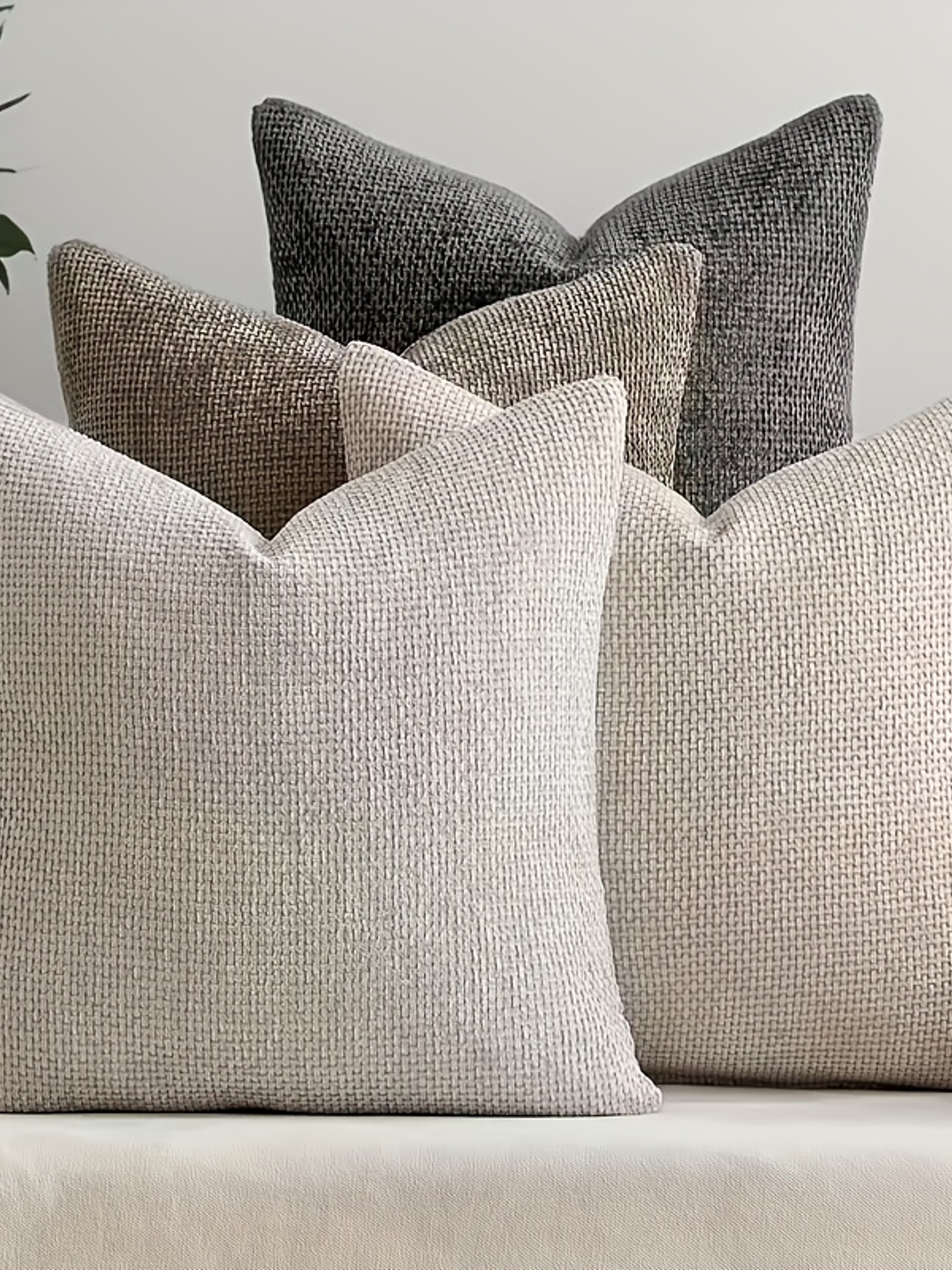 4pcs Bohemian Style Polyester Zipper Cover Pillows - Soft Sherpa Fabric, Neutral Tone, Machine Washable, Ideal for Modern Farmhouse, Bedroom, Living Room Decor, Living Room Decor|Bohemian Style Pillow 1