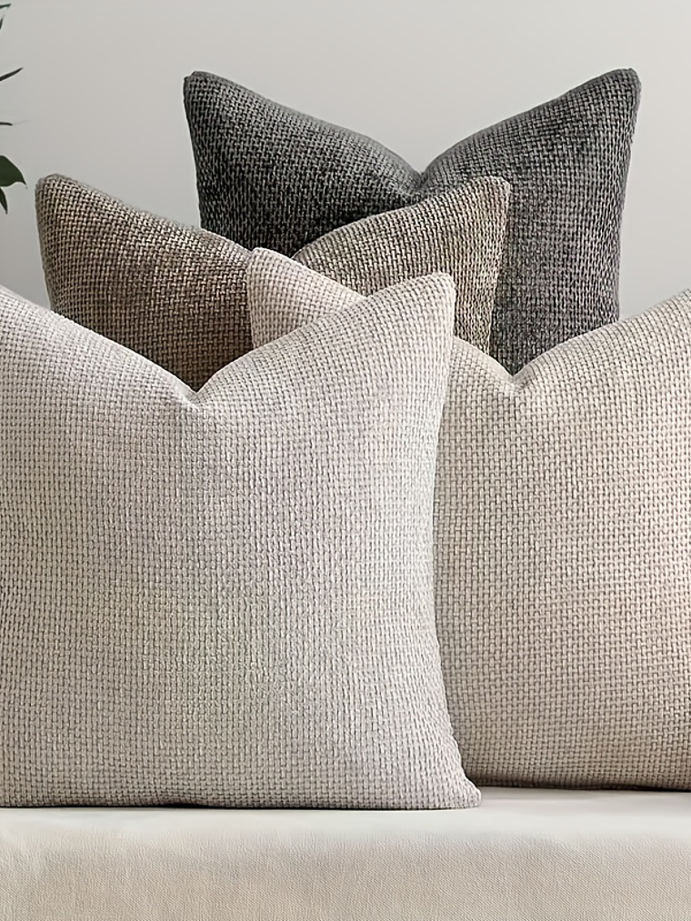 4pcs Bohemian Style Polyester Zipper Cover Pillows - Soft Sherpa Fabric, Neutral Tone, Machine Washable, Ideal for Modern Farmhouse, Bedroom, Living Room Decor, Living Room Decor|Bohemian Style Pillow 1
