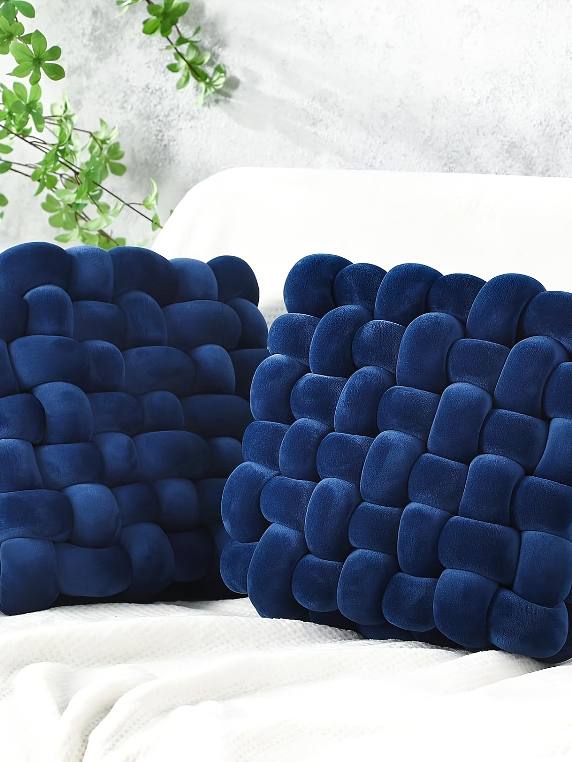 2pcs Knot Pillow Soft Throw Pillow Home Decoration Cushion Square Office Knotted Plush Throw Cushion For Living Room Bedroom Sofa Couch Living Room Decor, 12'' X 13'' 1