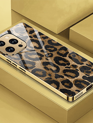 Vibrant Electroplated Tempered Glass Leopard-Pattern Phone Case for Apple for iphone 17, Air 16, Pro Max 15, 14 Plus, 13, 12, 11, Premium Shockproof Protection, Smartphone Case A, Handy Cover