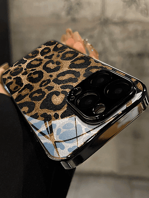 Vibrant Electroplated Tempered Glass Leopard-Pattern Phone Case for Apple for iphone 17, Air 16, Pro Max 15, 14 Plus, 13, 12, 11, Premium Shockproof Protection, Smartphone Case A, Handy Cover