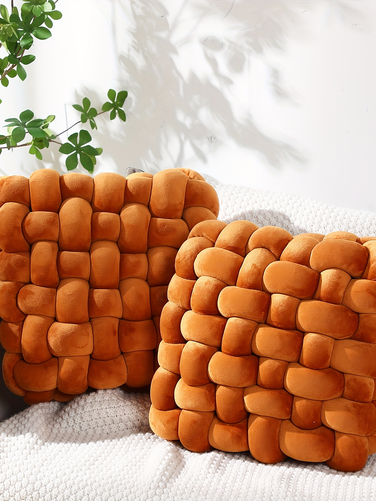 2pcs Knot Pillow Soft Throw Pillow Home Decoration Cushion Square Office Knotted Plush Throw Cushion For Living Room Bedroom Sofa Couch Living Room Decor, 12'' X 13'' 2