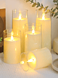 [Christmas Halloween] Halloween Christmas Decorations, Ivory Flameless Candles With Remote And Timer, 5pcs 1 AA Battery Operated Acrylic Flickering LED Pillar Candles For Romantic Ambiance And Home Ho - vignette 2