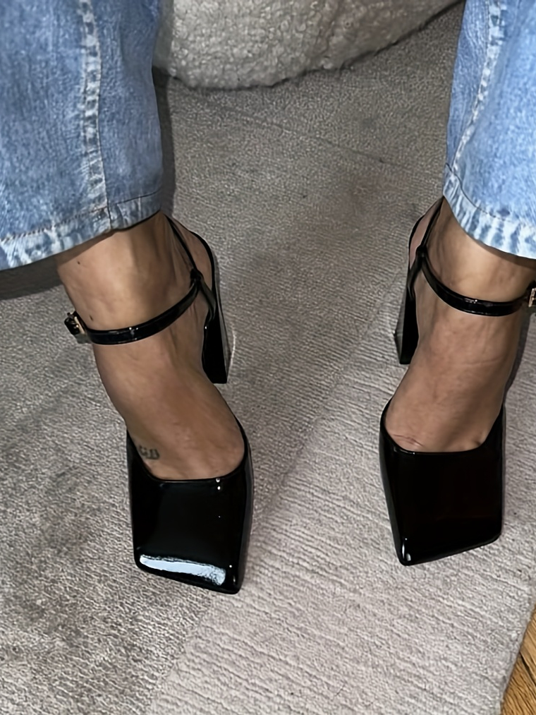  Rhythm Elegant Chunky Block Heel Slingback Heels 2