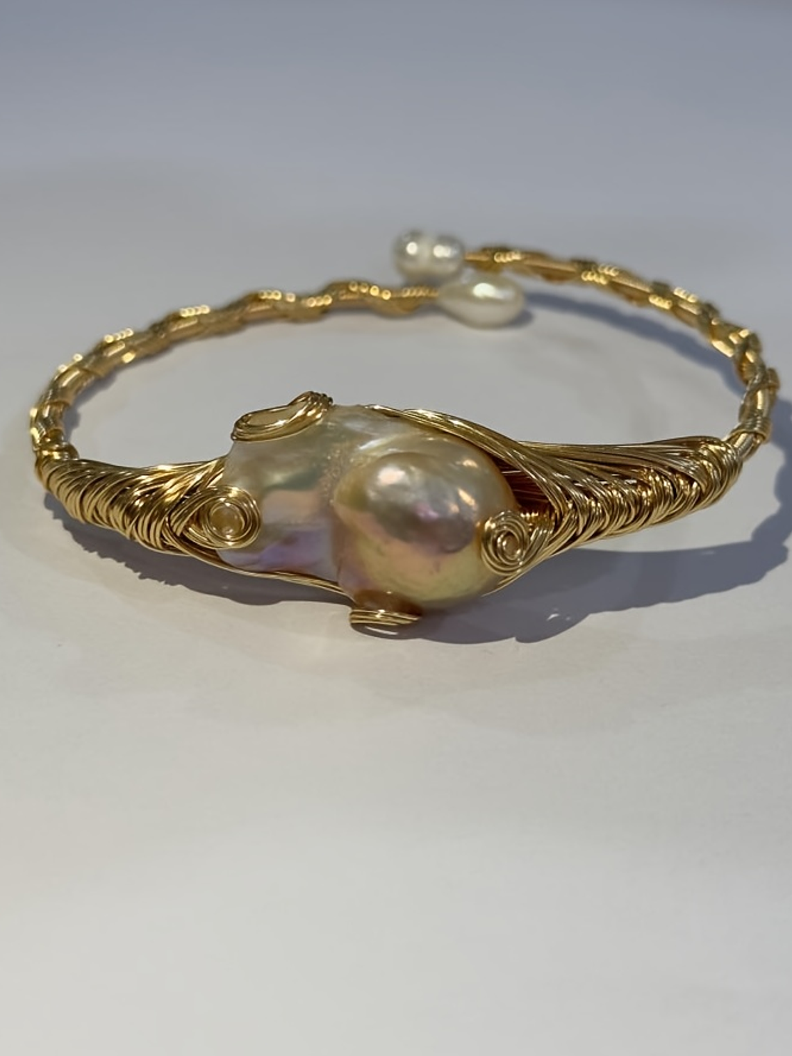  Queendom Open Cuff Bracelet Featuring Natural Freshwater Pearls 3