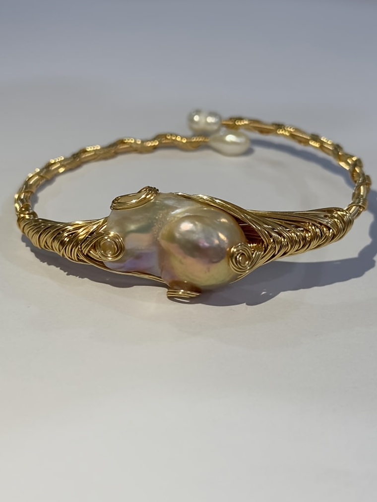  Queendom Open Cuff Bracelet Featuring Natural Freshwater Pearls 3