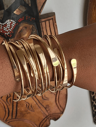 Vintage Boho 6pcs 14K Golden Plated Copper Cuff Bracelet Set - Adjustable & Stackable for Daily Wear & Gift-Giving