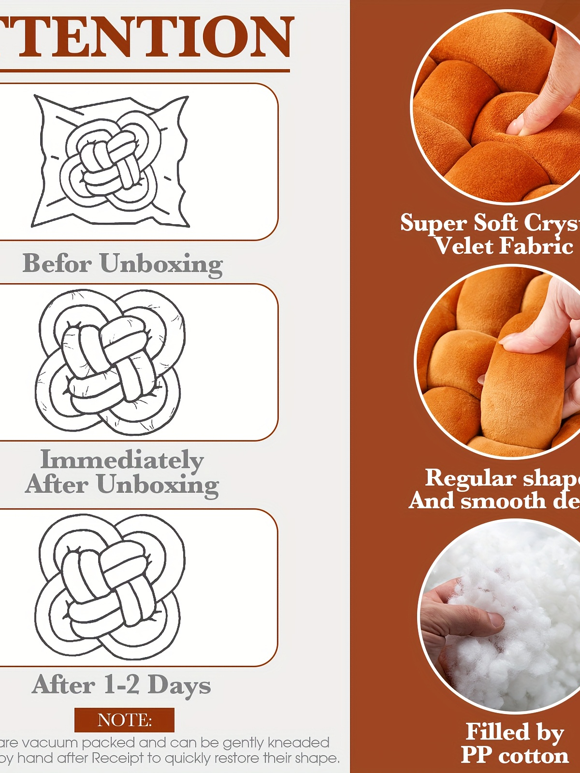 2pcs Knot Pillow Soft Throw Pillow Home Decoration Cushion Square Office Knotted Plush Throw Cushion For Living Room Bedroom Sofa Couch Living Room Decor, 12'' X 13'' 4