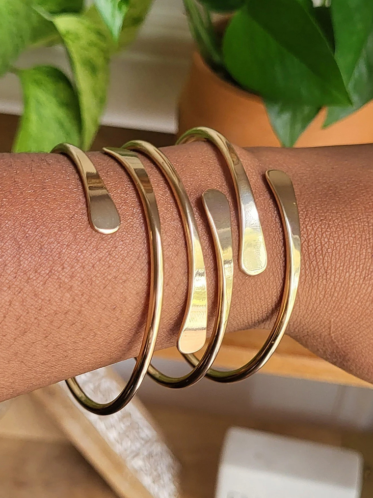 Vintage Boho 6pcs 14K Golden Plated Copper Cuff Bracelet Set - Adjustable & Stackable for Daily Wear & Gift-Giving 3